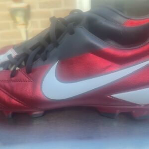 Nike T 90 Red and Black Athletic Shoes (Soccor Cleates)